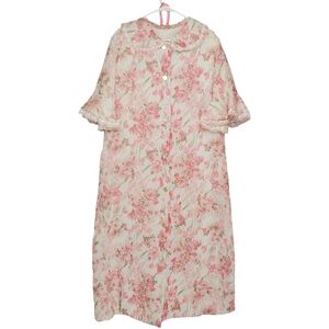 7605 * Vintage Floral Dressing Gown Bathrobe Housecoat White Pink Size Unknown